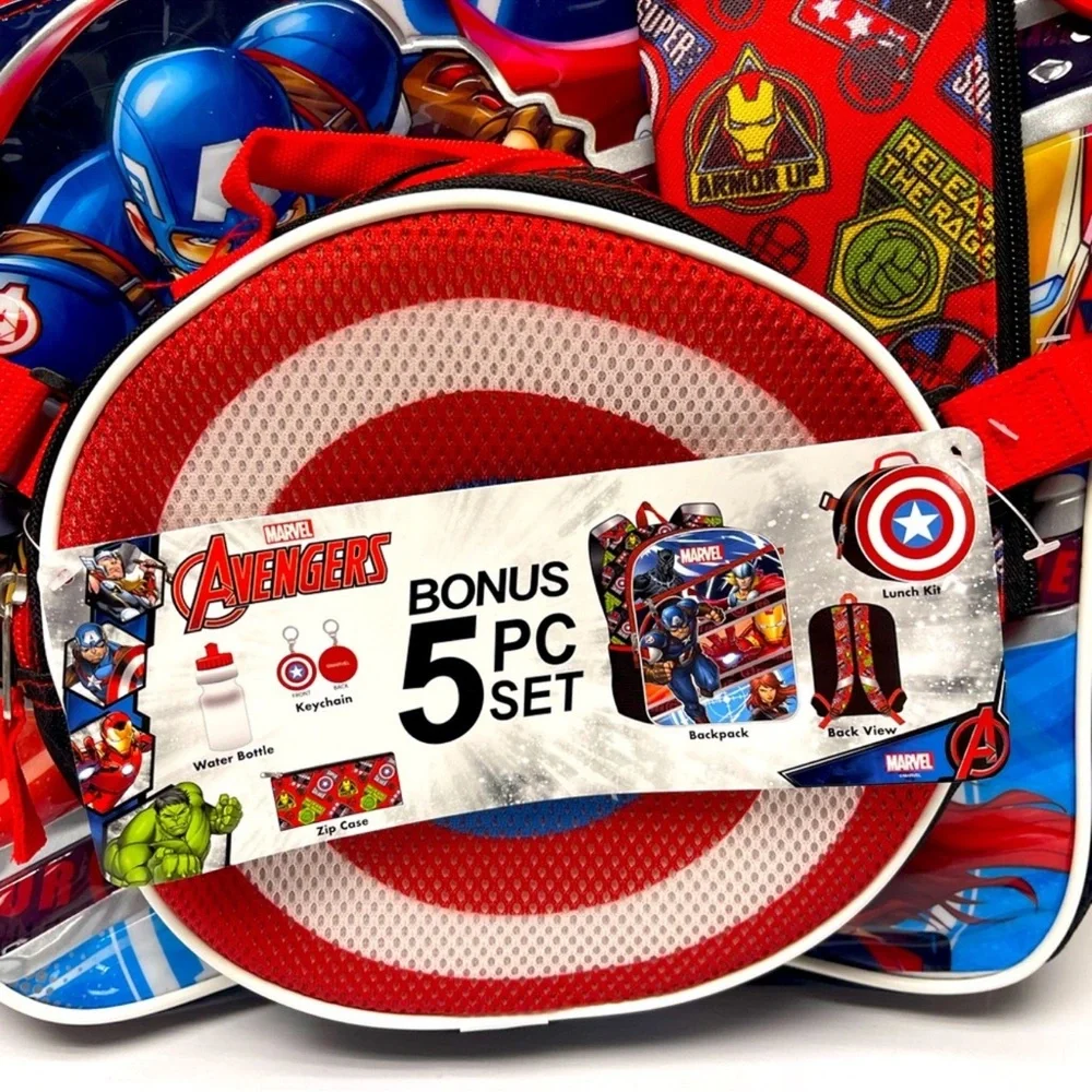 Marvel Avengers 5-Piece Backpack & Lunch Bag Set, New!